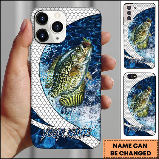 Joycorners Fishing Phone Case Scale Deep Blue Water Splash Personalized Name 3D Phone Case (10 Fish Species)