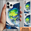Joycorners Fishing Phone Case Scale Deep Blue Water Splash Personalized Name 3D Phone Case (10 Fish Species)