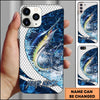 Joycorners Fishing Phone Case Scale Deep Blue Water Splash Personalized Name 3D Phone Case (10 Fish Species)