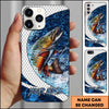Joycorners Fishing Phone Case Scale Deep Blue Water Splash Personalized Name 3D Phone Case (10 Fish Species)