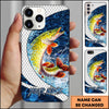 Joycorners Fishing Phone Case Scale Deep Blue Water Splash Personalized Name 3D Phone Case (10 Fish Species)