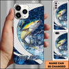Joycorners Fishing Phone Case Scale Deep Blue Water Splash Personalized Name 3D Phone Case (10 Fish Species)