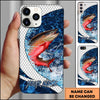 Joycorners Fishing Phone Case Scale Deep Blue Water Splash Personalized Name 3D Phone Case (10 Fish Species)