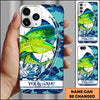 Joycorners Fishing Phone Case Jumping Blue Camo Water Splash Personalized Name 3D Phone Case (10 Fish Species)
