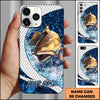 Joycorners Fishing Phone Case Scale Deep Blue Water Splash Personalized Name 3D Phone Case (10 Fish Species)