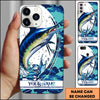 Joycorners Fishing Phone Case Jumping Blue Camo Water Splash Personalized Name 3D Phone Case (10 Fish Species)