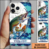 Joycorners Fishing Phone Case Jumping Blue Camo Water Splash Personalized Name 3D Phone Case (10 Fish Species)
