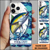 Joycorners Fishing Phone Case Jumping Blue Camo Water Splash Personalized Name 3D Phone Case (10 Fish Species)