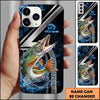 Joycorners Pike Splash Water Lightning Stripe Dark Blue Art Personalized Name Phone Case