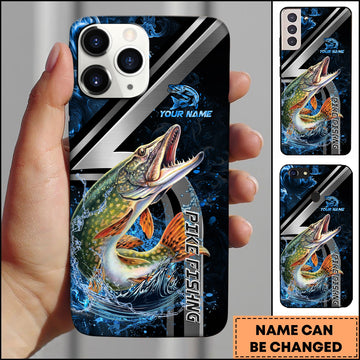 Joycorners Pike Splash Water Lightning Stripe Dark Blue Art Personalized Name Phone Case