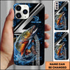 Joycorners Trout Splash Water Lightning Stripe Dark Blue Art Personalized Name Phone Case