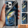 Joycorners Tuna Splash Water Lightning Stripe Dark Blue Art Personalized Name Phone Case