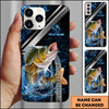 Joycorners Walleye Splash Water Lightning Stripe Dark Blue Art Personalized Name Phone Case
