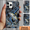 Joycorners Fishing Dark Hexagon Pattern Dynamic Splash Personalized Name Phone Case (10 Fish Species)