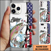 Joycorners Fishing American Flag Patriotic Water Splash Personalized Name Phone Case (10 Fish Species)