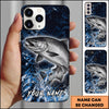 Joycorners Fishing Blue Grunge Splash Effect Personalized Name Phone Case (10 Fish Species)