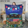 Joycorners Cows on Farm Truck with American Flag Fireworks Rustic Country Style Personalized Name 3D Blanket (8 Breeds)