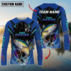 Joycorners Saltwater Fish Fishing Neon Sport Jersey Style Personalized Name, Team Name Long Sleeve Shirt (6 Breeds)