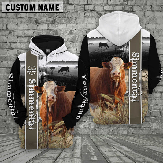Joycorners Simmental Black and white pattern Personalized 3D Hoodie