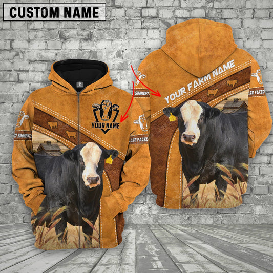 Joycorners Blaze Faced Simmental Custom Name Retro Hoodie