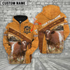 Joycorners Shorthorn 3D Customized Name - Farm Name Hoodie