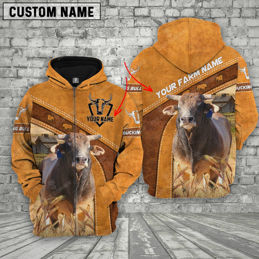 Joycorners Bucking Bull Custom Name Printed Cattle 3D Hoodie