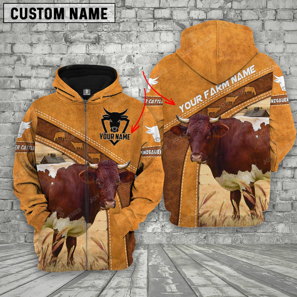 Joycorners Personalized Name 3D Pinzgauer Cattle Hoodie