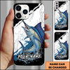 Joycorners Fishing Topwater Lure Splash Art Black White Personalized Name Phone Case (10 Fish Species)