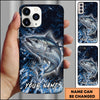 Joycorners Fishing Blue Grunge Splash Effect Personalized Name Phone Case (10 Fish Species)