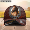 Joycorners Horse Dark Brown Leather Horseshoe Pattern Personalized Name Cap (8 Breeds)