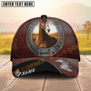 Joycorners Horse Dark Brown Leather Horseshoe Pattern Personalized Name Cap (8 Breeds)