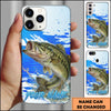 Joycorners Fishing Water Splash Blue Pop Art Personalized Name Phone Case (10 Fish Species)