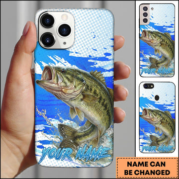 Joycorners Fishing Water Splash Blue Pop Art Personalized Name Phone Case (10 Fish Species)