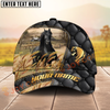 Joycorners Horse Black Leather Luxury Gold Pattern Personalized Name Cap (8 Breeds)