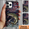 Joycorners Fishing USA Flag Splash Patriotic Art Personalized Name Phone Case (10 Fish Species)