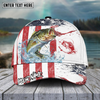 Joycorners Fishing Red Blue Seawwave American Flag Pattern Sport Pattern Personalized Name 3D Cap (11 Breeds)