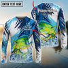 Joycorners Saltwater Fish Fishing Water Splash Scale Pattern Personalized Name, Team Name Long Sleeve Shirt (6 Breeds)