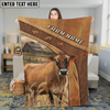 Joycorners Cow on Rustic Leather Background Farm Landscape Personalized Name 3D Blanket (8 Breeds)