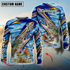 Joycorners Fishing Yellow Blue Lightning Pattern Design Custom Name & Team Name 3D Shirts (11 Breeds)