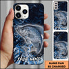 Joycorners Fishing Blue Grunge Splash Effect Personalized Name Phone Case (10 Fish Species)