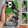 Joycorners Fishing Neon Green Honeycomb Wave Splash Personalized Name Phone Case (10 Fish Species)
