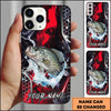 Joycorners Fishing Red Black Abstract Lightning Splash Personalized Name Phone Case (10 Fish Species)