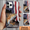 Joycorners Fishing American Flag Patriotic Splash Personalized Name Phone Case (10 Fish Species)