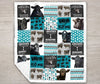 JoyCorners Black Angus Cow-Blue All Printed 3D Blanket