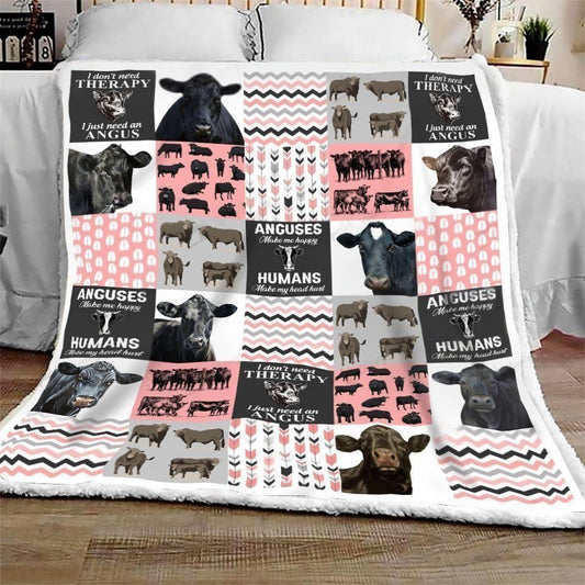 JoyCorners Black Angus Cow-Pink All Printed 3D Blanket