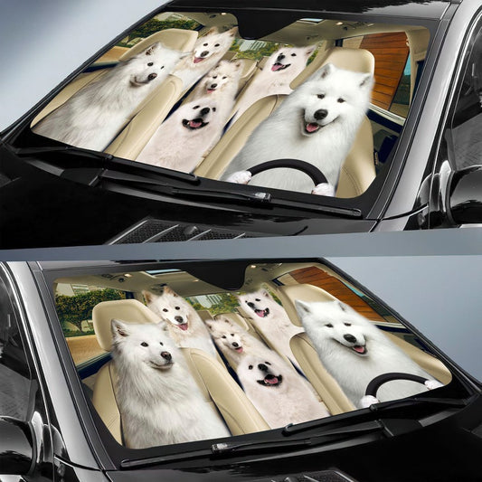 Joycorners SAMOYED CAR All Over Printed 3D Sun Shade