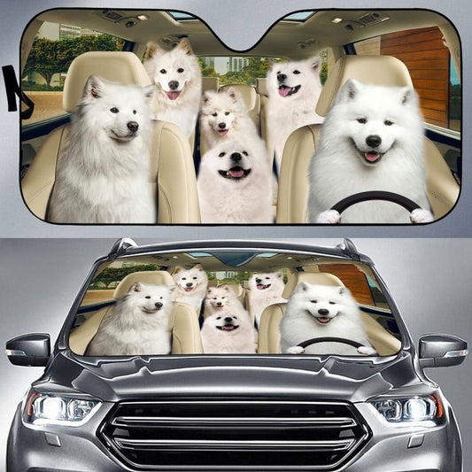 Joycorners SAMOYED CAR All Over Printed 3D Sun Shade