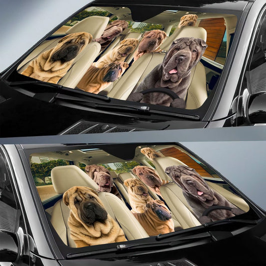 Joycorners SHAR PEI CAR All Over Printed 3D Sun Shade