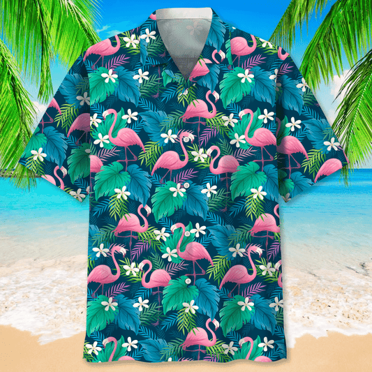 Joycorners Flamingo Tropical Plants All Over Printed 3D Hawaiian Shirt