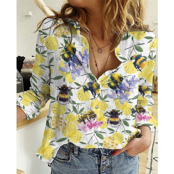 Joycorners Colorful Bee Flower Casual Shirt